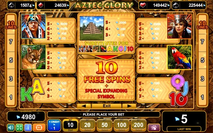 Aztec Glory Slot Machine