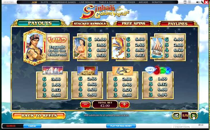 Free Sinbad's Gold Slot Machine