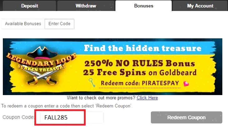 Planet 7 Oz Redeem Free Spins